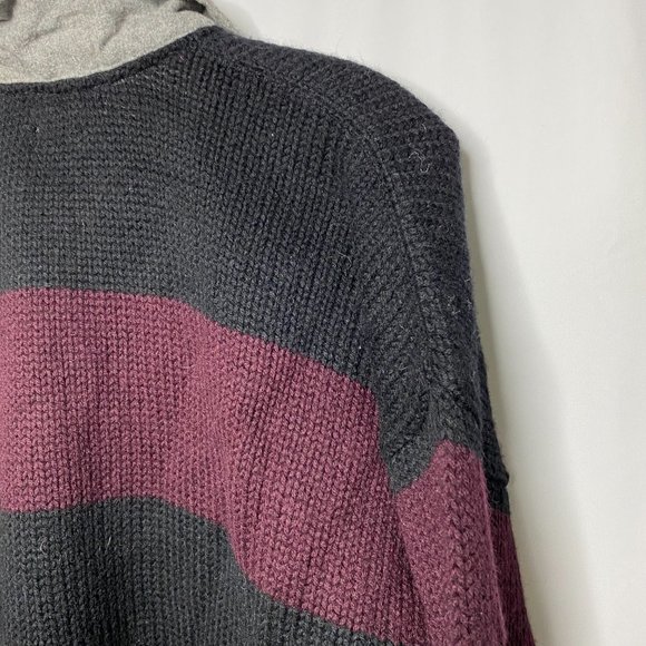 Polo Ralph Lauren Black Maroon Striped Wool Knit Pullover Sweater Vintage VTG - Picture 7 of 8